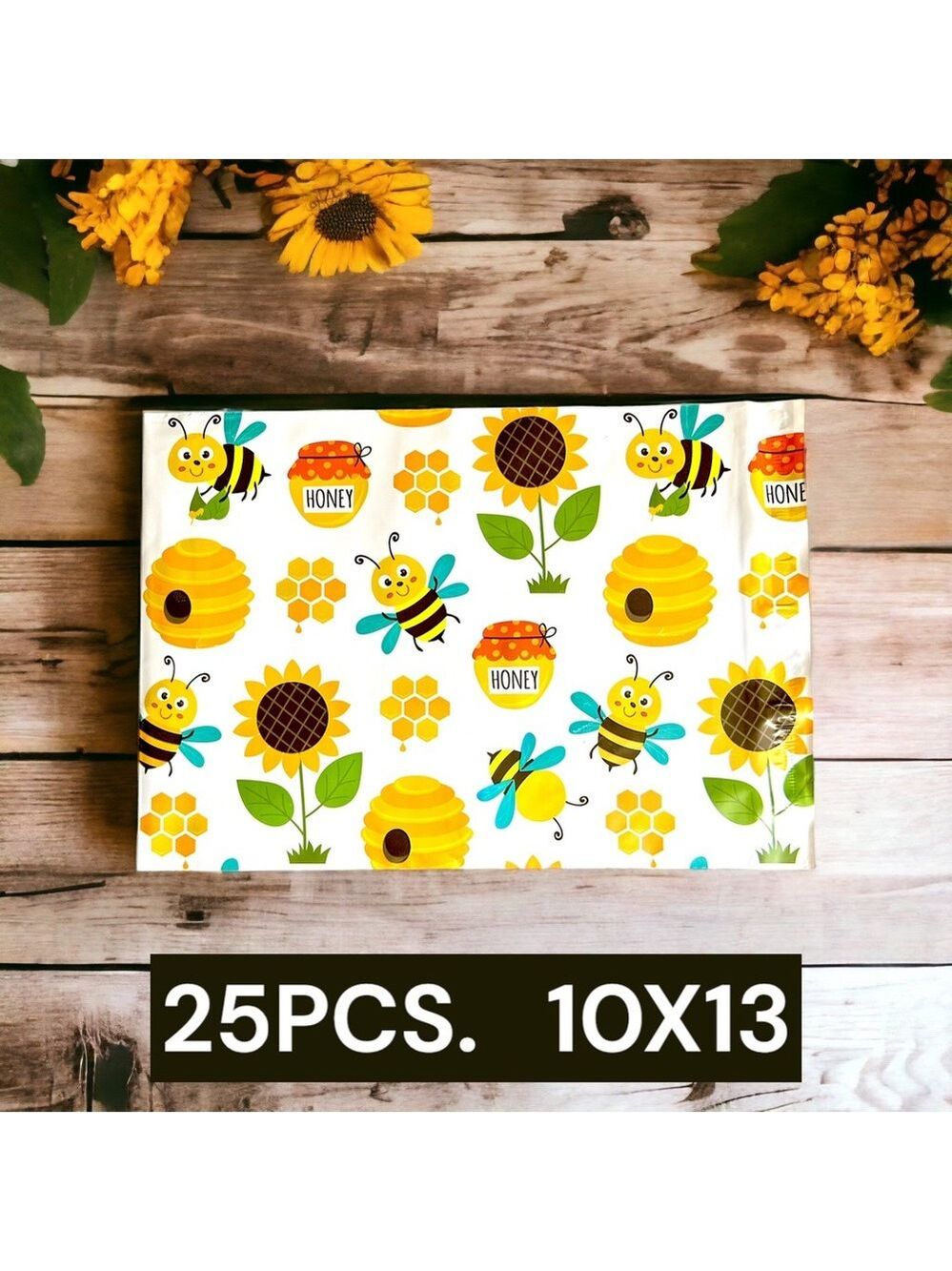25 10X13 Poly Mailers Honey bee Sunflower, Shipping Envelopes PRICE IS FIRM - Picture 7 of 7